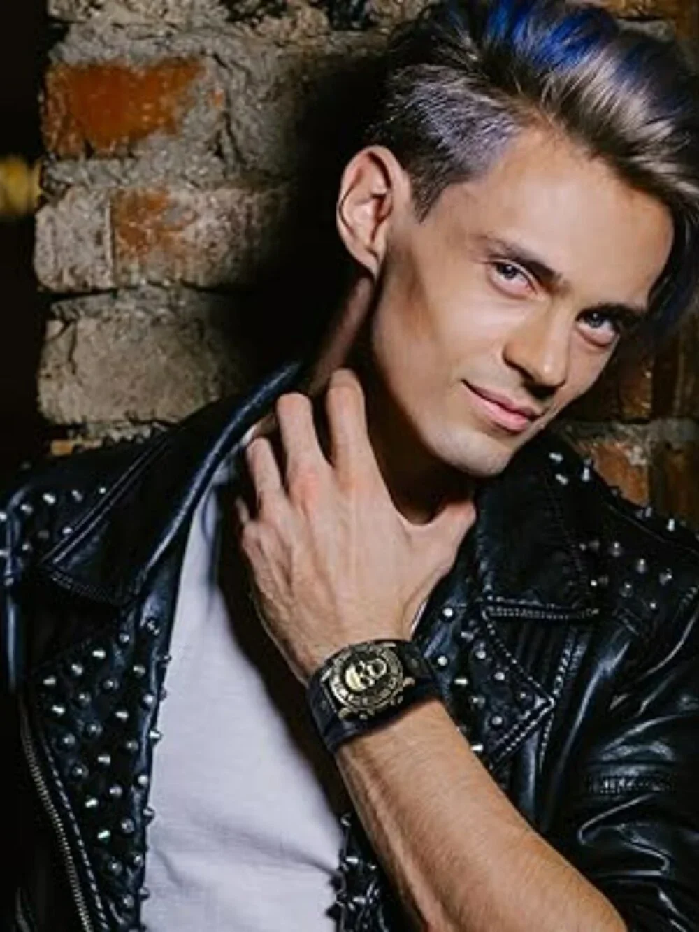 Men's Leather‎ Skull Watch Black Cuff Style Punk Goth Rock Wide Band NEW